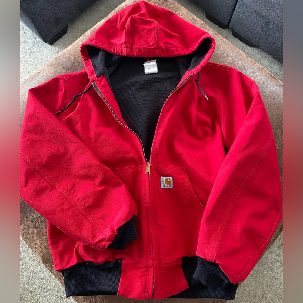 Red Carhartt coat